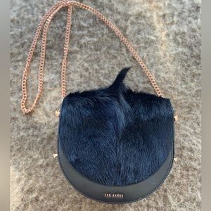 Ted Baker London Alisonn Leather & Genuine Springbok Fur Saddle Bag